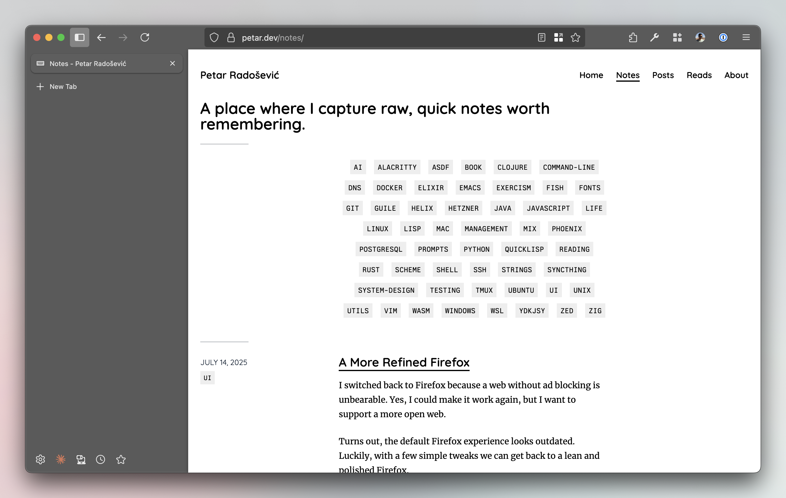 Refined Firefox interface